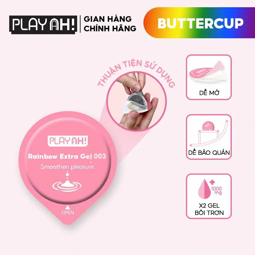 Áo Mưa PlayAh Rainbow Gel 003 siêu mỏng, nhiều gel