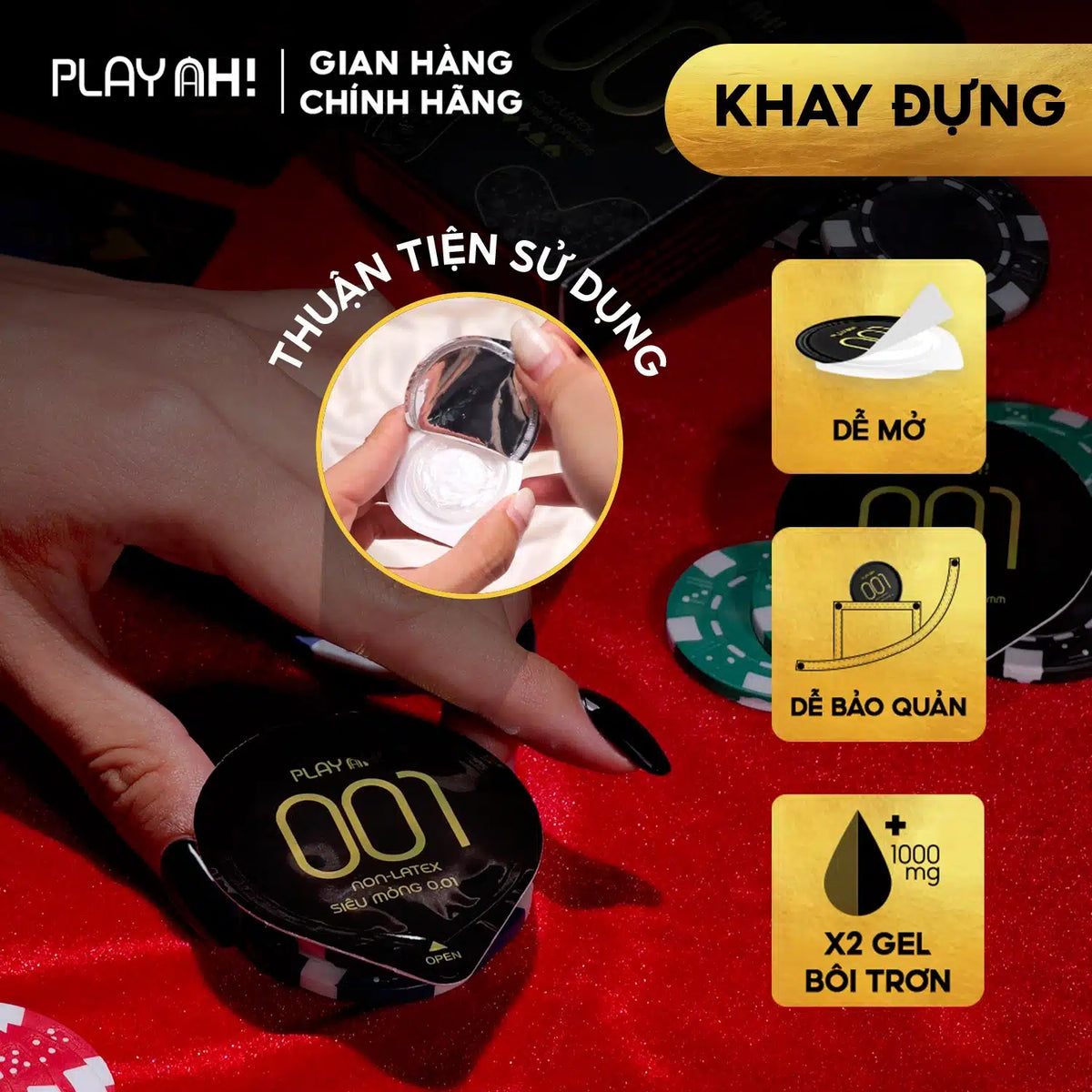 Áo Mưa PlayAh! Non-Latex Siêu Mỏng 0.01 - Hộp 3 bao