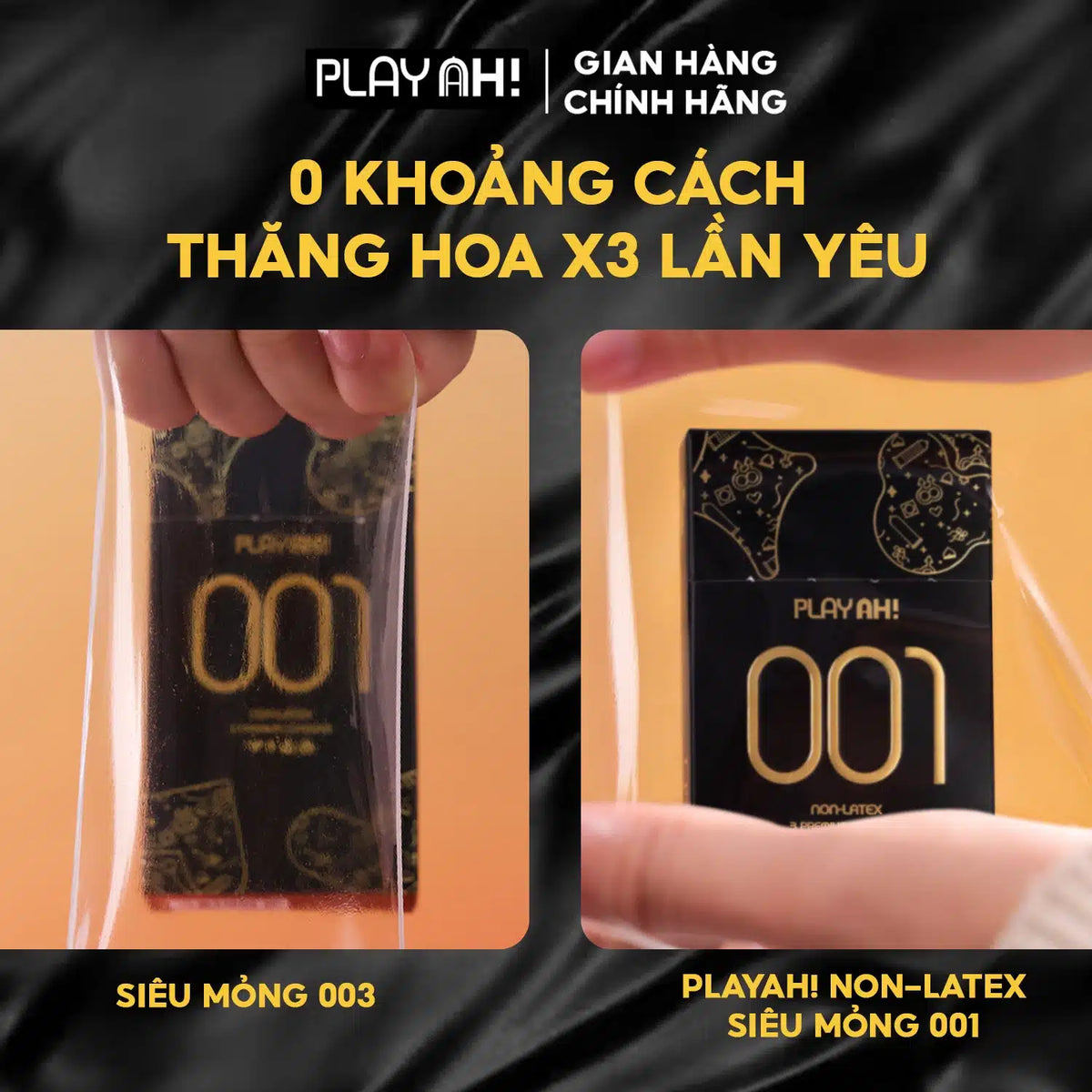 Áo Mưa PlayAh! Non-Latex Siêu Mỏng 0.01 - Hộp 3 bao