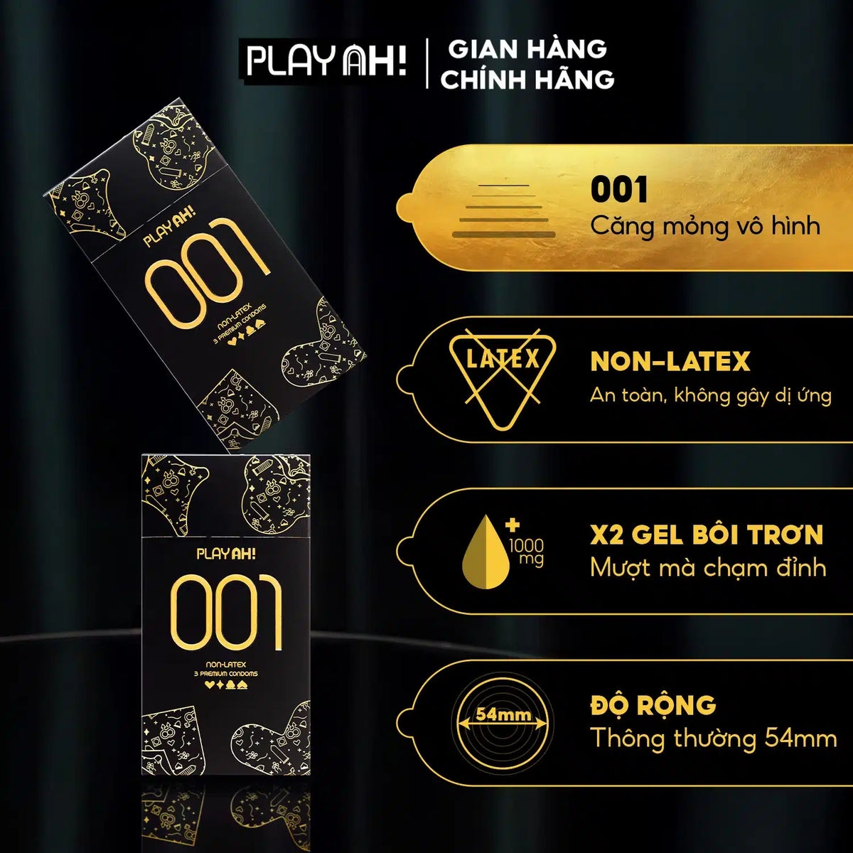 Áo Mưa PlayAh! Non-Latex Siêu Mỏng 0.01 - Hộp 3 bao