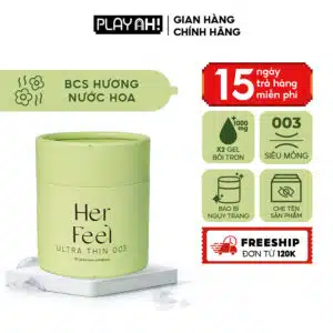 Bao cao su PlayAh Her Feel Ultra Thin 0.03 siêu mỏng nhiều gel cao cấp - Hộp 10 bao