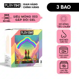 Bao Cao Su PlayAh Rainbow Gel 003 siêu mỏng, nhiều gel - Hộp 3 bao