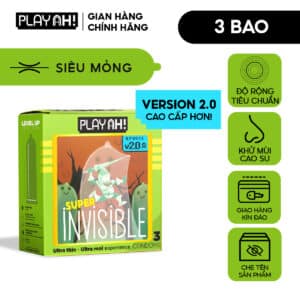 Bao cao su PlayAh Siêu Mỏng Super Invisible - Hộp 3 bao