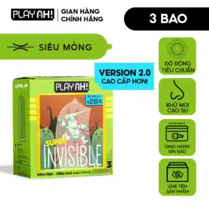 Bao cao su PlayAh Siêu Mỏng Super Invisible - Hộp 3 bao